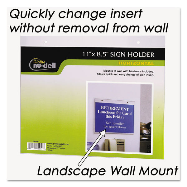 NuDell™ Clear Plastic Sign Holder, Wall Mount, 11 X 8.5 (NUD38008Z)
