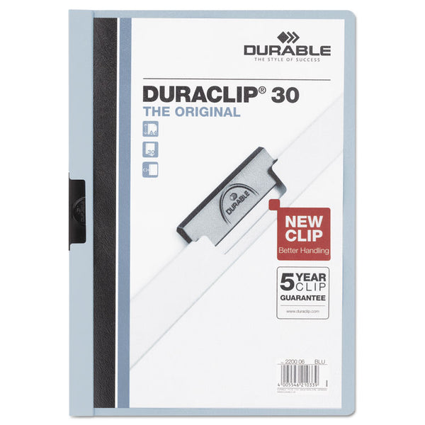 Durable® DuraClip Report Cover, Clip Fastener, 8.5 x 11, Clear/Light Blue (DBL220306)