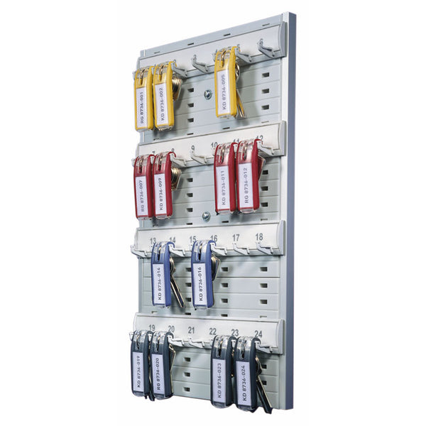 Durable® Key Rack, 24-Tag Capacity, Plastic, Gray, 8.38 x 1.38 x 14.13 (DBL195610)