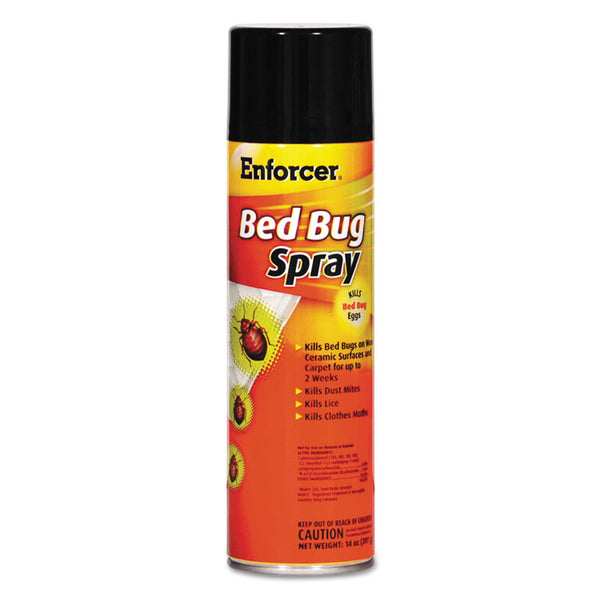 Enforcer® Bed Bug Spray, For Bed Bugs/Dust Mites/Lice/Moths, 14 oz Aerosol Spray, 12/Carton (AMREBBK14)