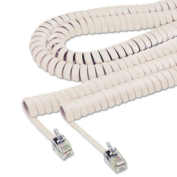 Softalk® Coiled Phone Cord, Plug/Plug, 12 ft, Ivory (SOF48100) Each