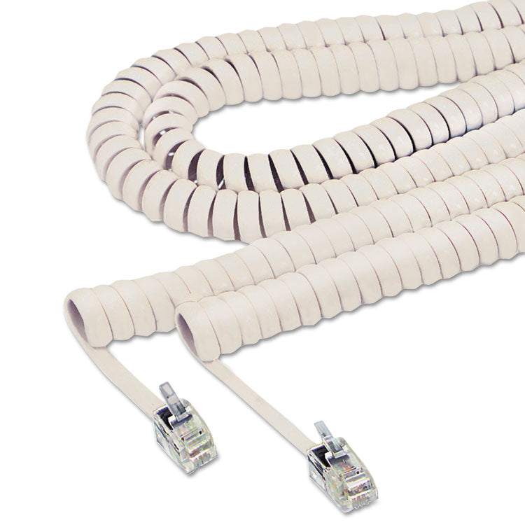 Softalk® Coiled Phone Cord, Plug/Plug, 25 ft, Beige (SOF42260) Each