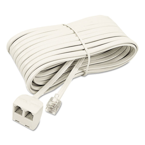 Softalk® Telephone Extension Cord, Plug/Dual Jack, 25 ft, Ivory (SOF04130) Each