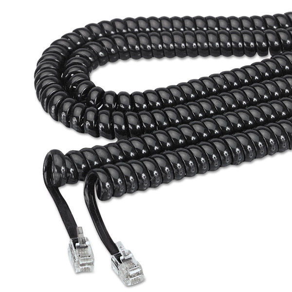 Softalk® Coiled Phone Cord, Plug/Plug, 12 ft, Black (SOF48102) Each