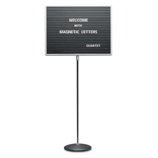 Quartet® Adjustable Single-Pedestal Magnetic Letter Board, 24 x 18, Black Surface, Gray Aluminum Frame (QRT7921M)