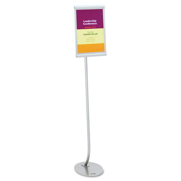 Quartet® Designer Sign Stand, Silver Aluminum Frame, 11 x 17 (QRT7922)