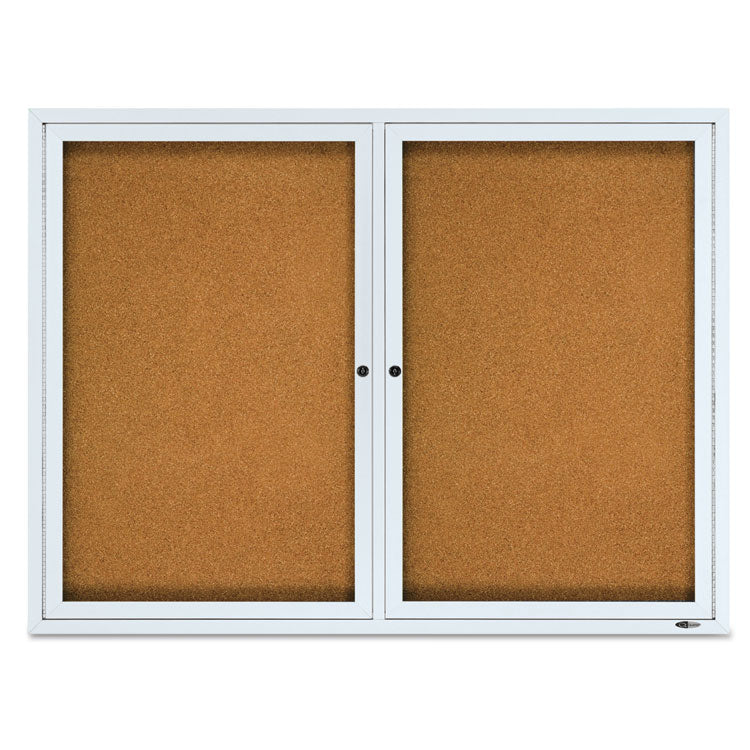 Quartet® Enclosed Cork Bulletin Board, Cork/Fiberboard, 48 x 36, Tan Surface, Silver Aluminum Frame (QRT2124) Each