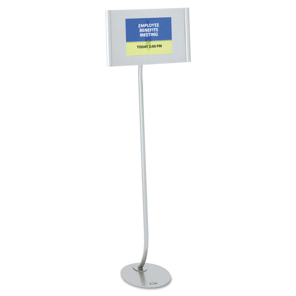 Quartet® Designer Sign Stand, Silver Aluminum Frame, 11 x 17 (QRT7922)