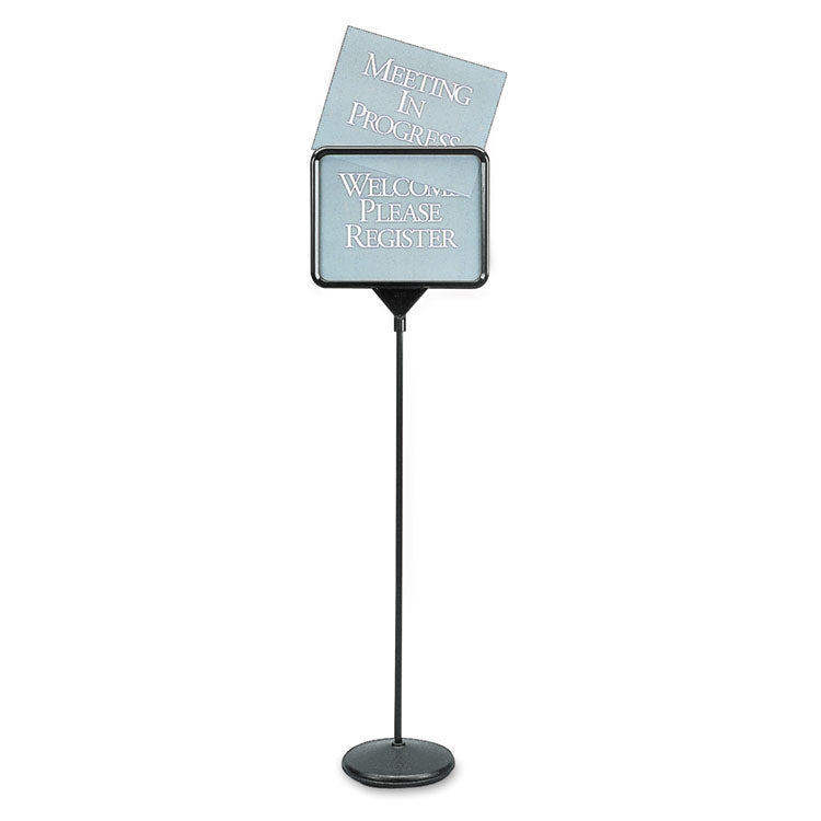 Quartet® Sign(ware) Pedestal Sign, 14 x 11, Assorted Signage, Black Frame (QRT3655) Each