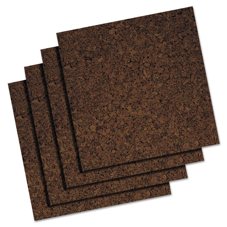 Quartet® Cork Panel Bulletin Board, 12 x 12, Brown, 4 Panels/Pack (QRT101) Box of 4