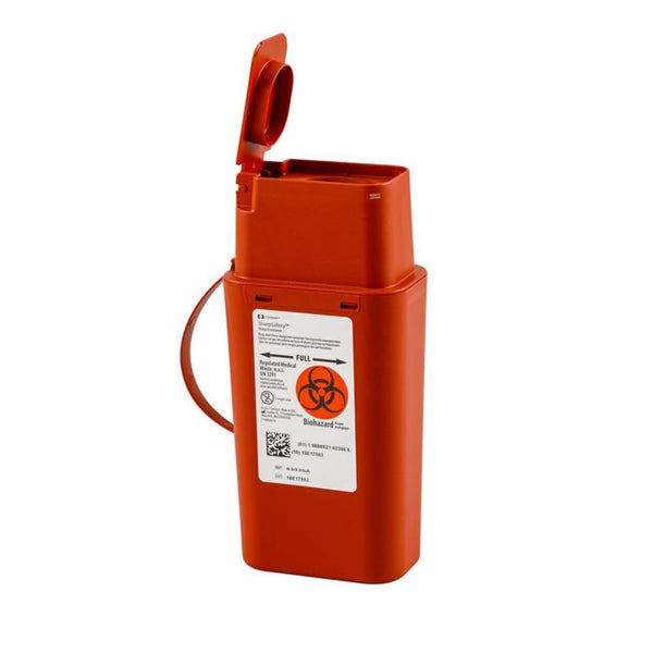 SharpSafety™ Pocket Shuttle Sharps Container Red Base 8-3/4 H X 2-1/2 D X 4-1/2 W Inch Vertical Entry 0.25 Gallon (358432_EA) 1/EA