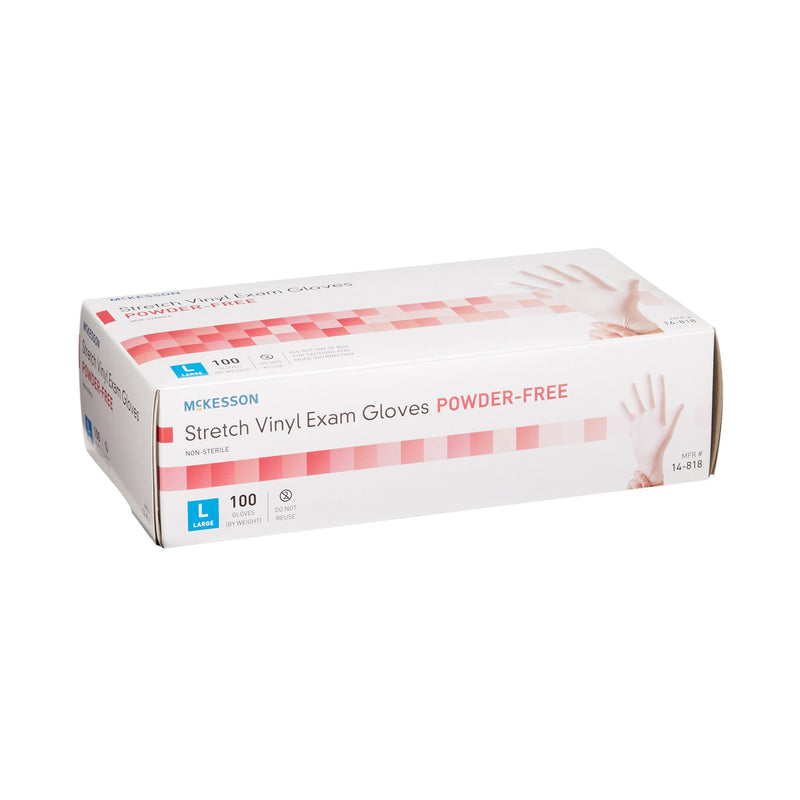 McKesson Exam Glove Large NonSterile Stretch Vinyl Standard Cuff Length Smooth Ivory Not Rated (409744_BX) 100/BX