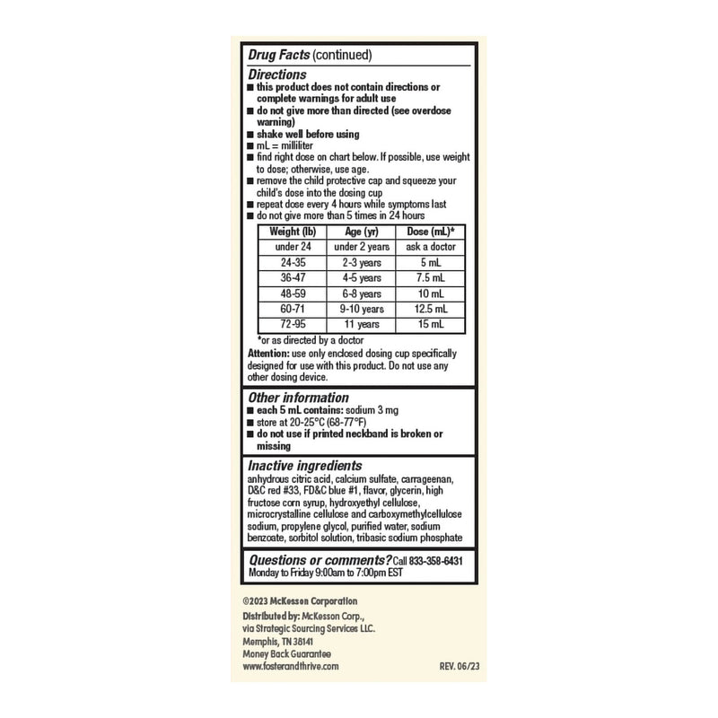 Foster & Thrive™ Children's Pain Relief 160 mg / 5 mL Strength Acetaminophen Oral Suspension 4 oz. (1238968_EA) 1/EA