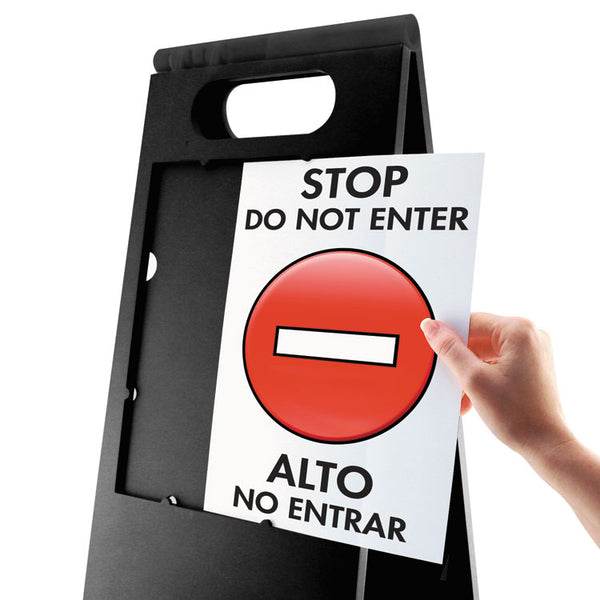 Headline® Sign Floor Tent Sign, Doublesided, Plastic, 10.5 x 25.5, Black (USS5694) Each