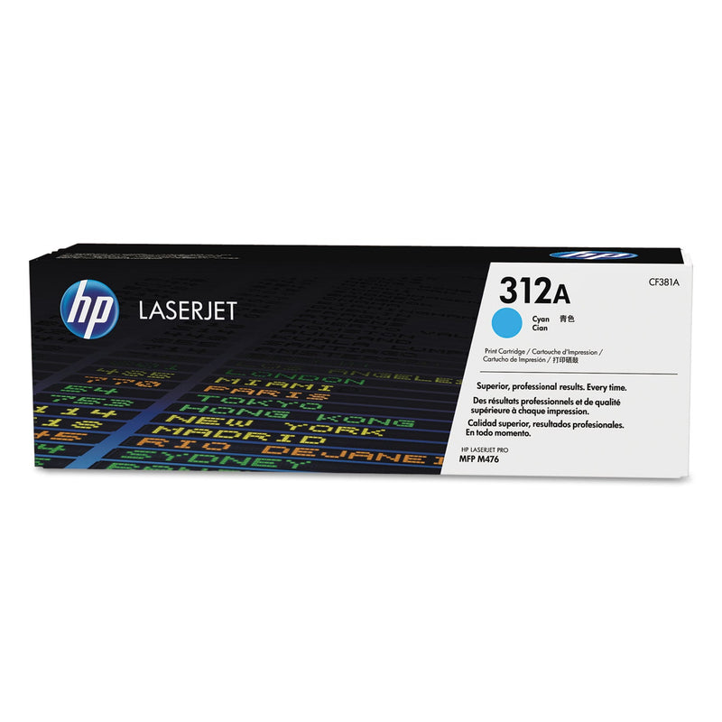 HP HP 312A, (CF381A) Cyan Original LaserJet Toner Cartridge (HEWCF381A) Each