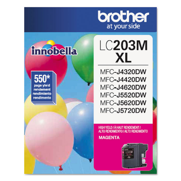 Brother LC203M Innobella High-Yield Ink, 550 Page-Yield, Magenta (BRTLC203M)