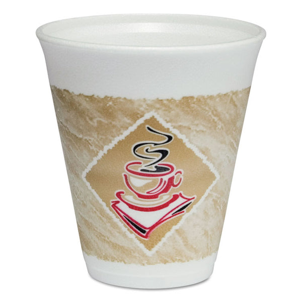 Dart® Cafe G Foam Hot/Cold Cups, 12 oz, Brown/Red/White, 20/Pack (DCC12X16GPK)