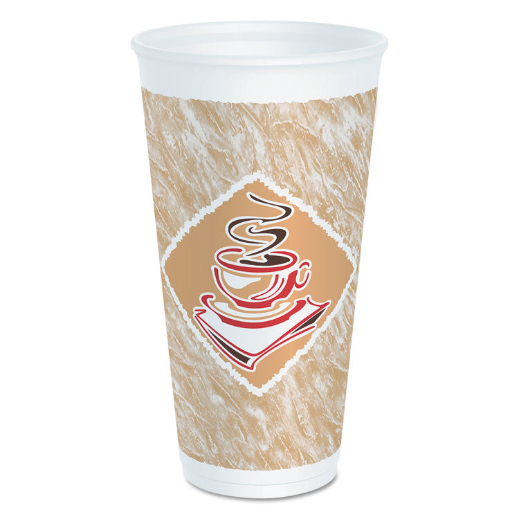 Dart® Cafe G Foam Hot/Cold Cups, 20 oz, Brown/Red/White, 20/Pack (DCC20X16GPK)