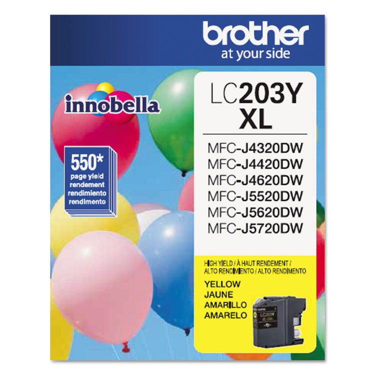 Brother LC203Y Innobella High-Yield Ink, 550 Page-Yield, Yellow (BRTLC203Y)