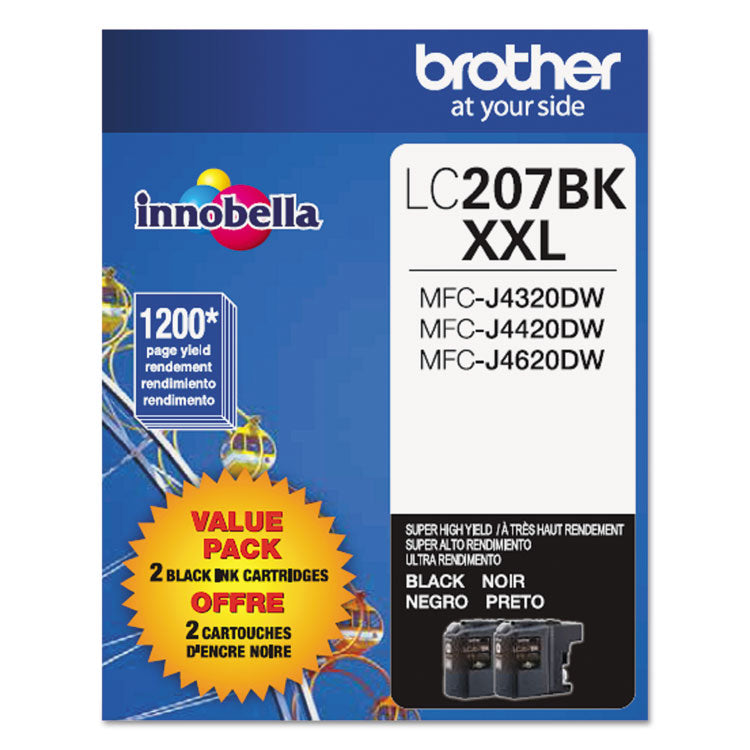 Brother LC2072PKS Innobella™ Super High-Yield Ink, 1,200 Page-Yield, Black, 2/Pack (BRTLC2072PKS)