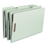 Smead™ Recycled Pressboard Fastener Folders, 1" Expansion, 2 Fasteners, Legal Size, Gray-Green Exterior, 25/Box (SMD20003)