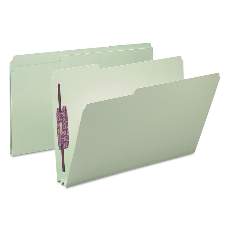 Smead™ Recycled Pressboard Fastener Folders, 1/3-Cut Tabs, Two SafeSHIELD Fasteners, 2" Expansion, Legal Size, Gray-Green, 25/Box (SMD19934)