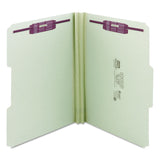 Smead™ Recycled Pressboard Fastener Folders, 1/3-Cut Tabs, Two SafeSHIELD Fasteners, 2" Expansion, Letter Size, Gray-Green, 25/Box (SMD14934)