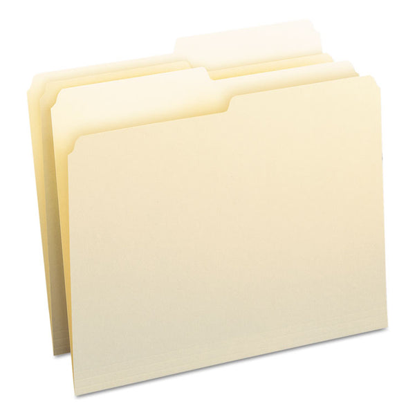 Smead™ Manila File Folders, 1/2-Cut Tabs: Assorted, Letter Size, 0.75" Expansion, Manila, 100/Box (SMD10320)