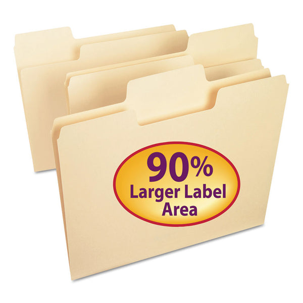 Smead™ SuperTab Top Tab File Folders, 1/3-Cut Tabs: Assorted, Letter Size, 0.75" Expansion, 11-pt Manila, 100/Box (SMD10301)