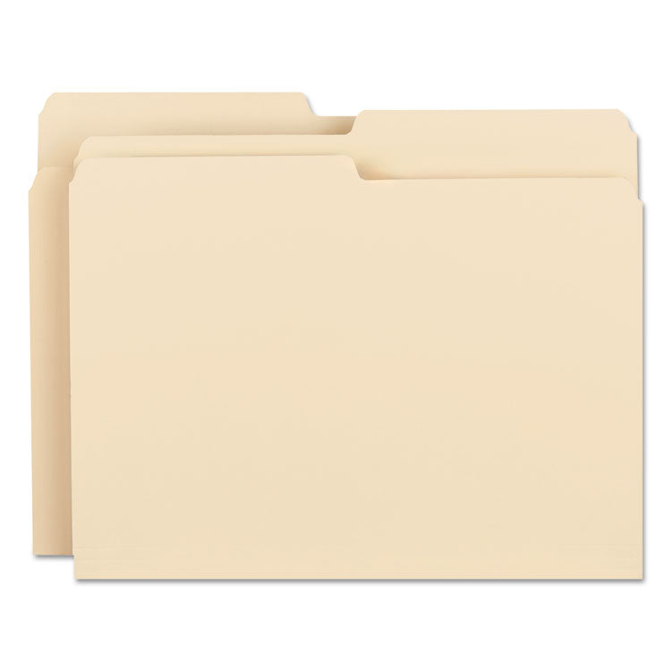 Smead™ Manila File Folders, 1/2-Cut Tabs: Assorted, Letter Size, 0.75" Expansion, Manila, 100/Box (SMD10320)