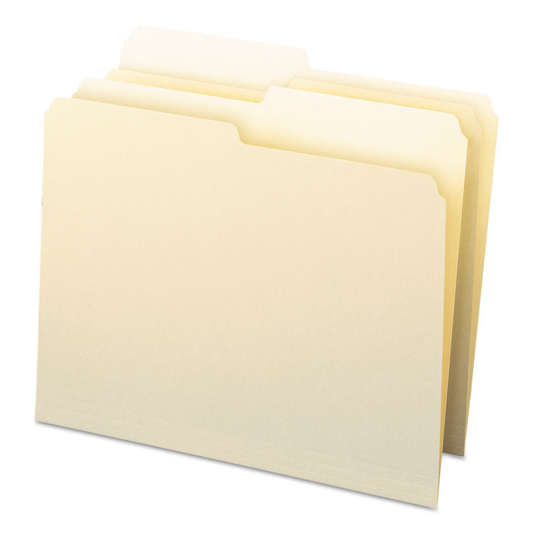 Smead™ Manila File Folders, 1/2-Cut Tabs: Assorted, Letter Size, 0.75" Expansion, Manila, 100/Box (SMD10320)