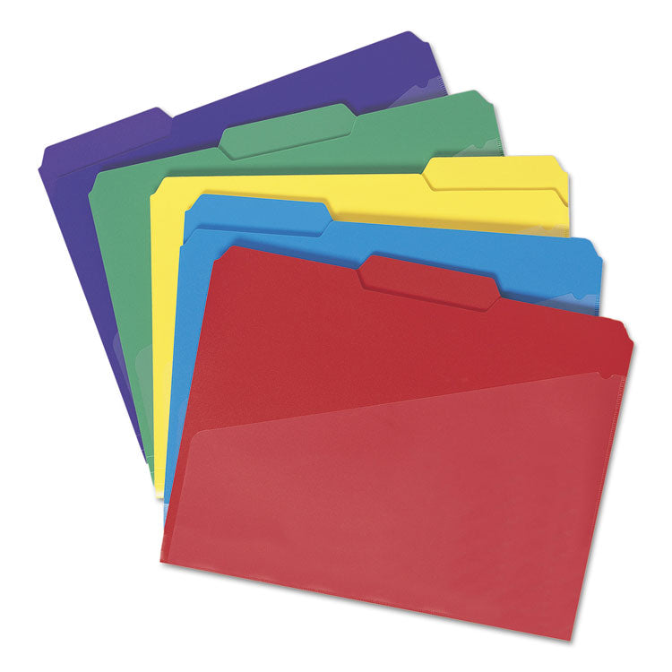 Smead™ Poly Colored File Folders With Slash Pocket, 1/3-Cut Tabs: Assorted, Letter Size, 0.75" Expansion, Assorted Colors, 30/Box (SMD10540)