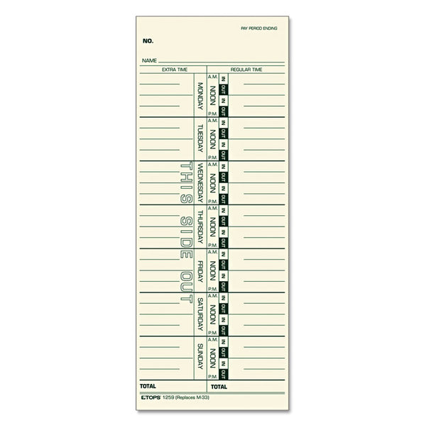 TOPS™ Time Clock Cards, Replacement for M-33, One Side, 3.5 x 9, 500/Box (TOP1259) Pack of 500