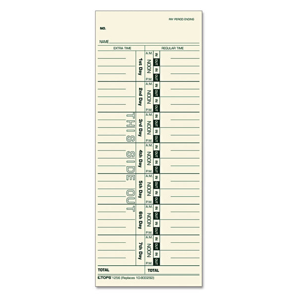 TOPS™ Time Clock Cards, Replacement for 10-800292, One Side, 3.5 x 9, 500/Box (TOP1256) Pack of 500