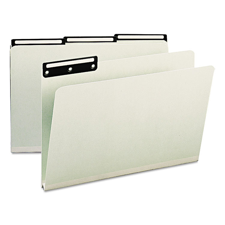 Smead™ Recycled Heavy Pressboard File Folders with Insertable 1/3-Cut Metal Tabs, Legal Size, 1" Expansion, Gray-Green, 25/Box (SMD18430)