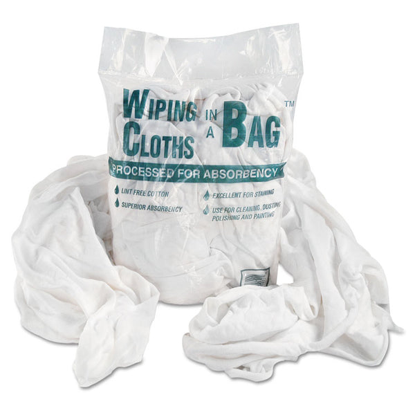 General Supply Bag-A-Rags Reusable Wiping Cloths, Cotton, White, 1 lb Pack (UFSN250CW01)