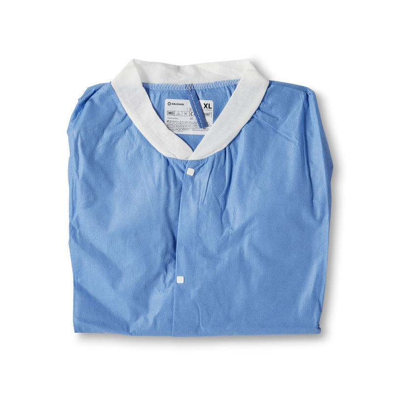 O&M Halyard Inc Lab Jacket Blue X-Large Hip Length 3-Layer SMS Disposable (130627_CS) 24/CS