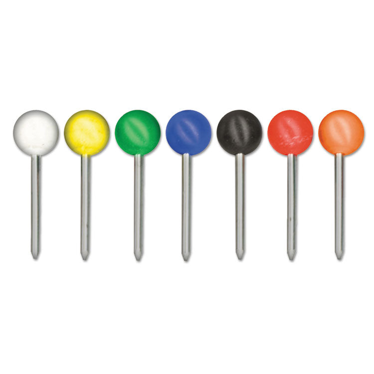 Advantus Map Tacks, Plastic, Assorted, 0.38", 100/Box (GEMMTA) Box of 100