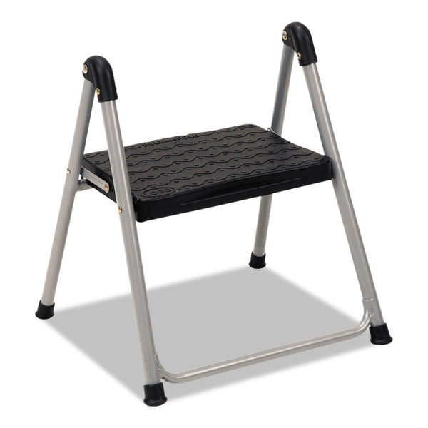 Cosco® Folding Step Stool, 1-Step, 200 lb Capacity, 9.9" Working Height, Platinum/Black (CSC11014PBL1E)