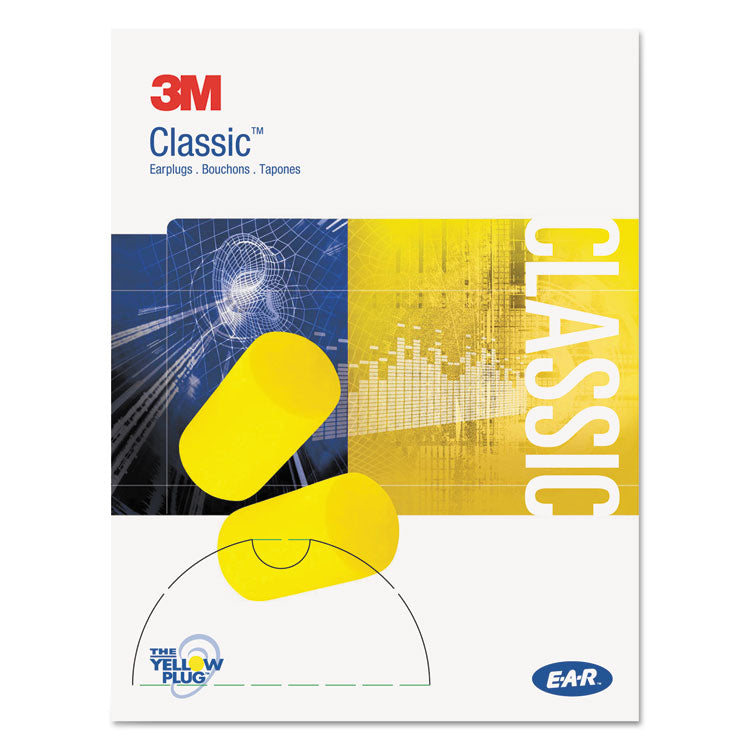 3M™ E-A-R Classic Small Earplugs in Pillow Paks, Cordless, PVC Foam, Yellow, 200 Pairs/Box (MMM3101103) Box of 200