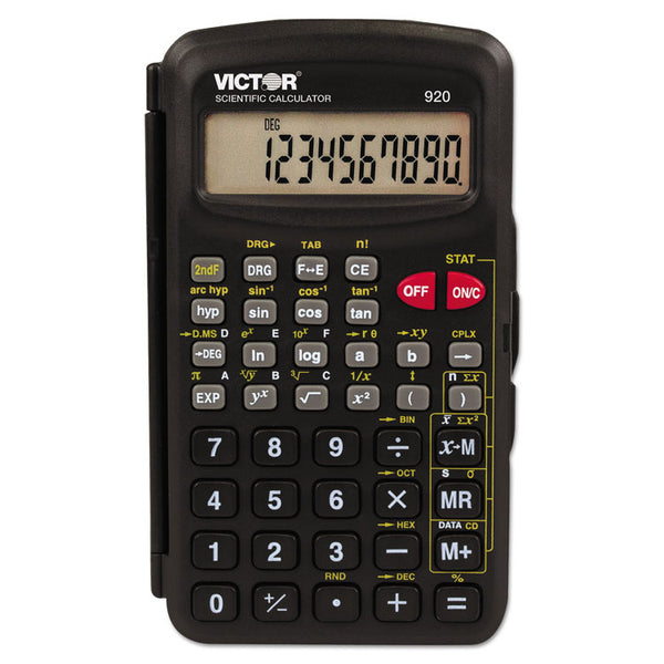 Victor® 920 Compact Scientific Calculator with Hinged Case, 10-Digit LCD (VCT920)