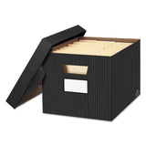 Bankers Box® STOR/FILE Decorative Medium-Duty Storage Box, Letter/Legal Files, 12.5" x 16.25" x 10.25", Black/Gray Pinstripe Design, 4/CT (FEL0029803) Carton of 4