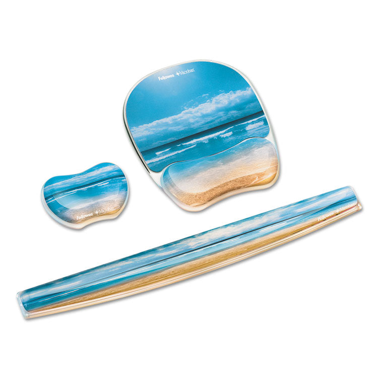 Fellowes® Photo Gel Keyboard Wrist Rest with Microban Protection, 18.56 x 2.31, Sandy Beach Design (FEL9179401) Each