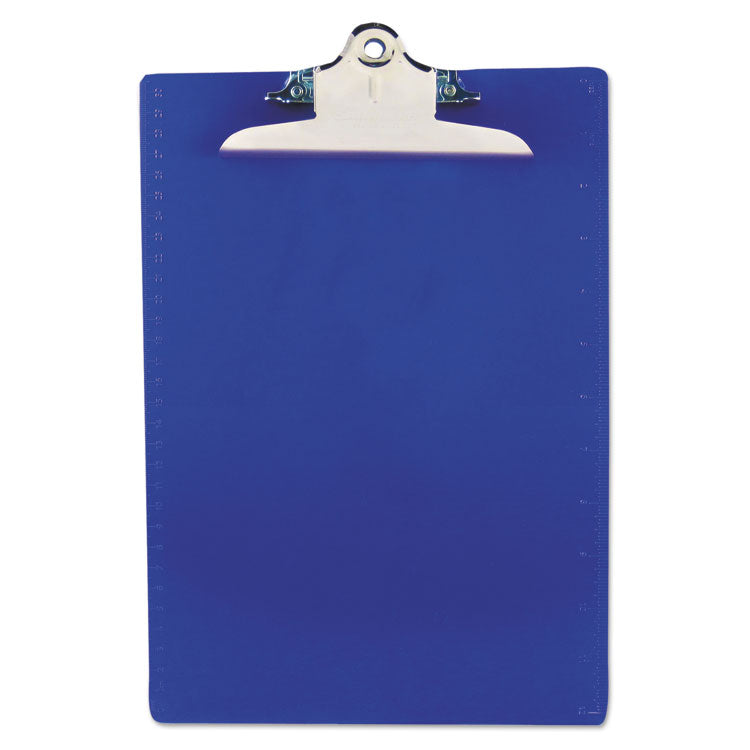 Saunders Recycled Plastic Clipboard with Ruler Edge, 1" Clip Capacity, Holds 8.5 x 11 Sheets, Blue (SAU21602) Each