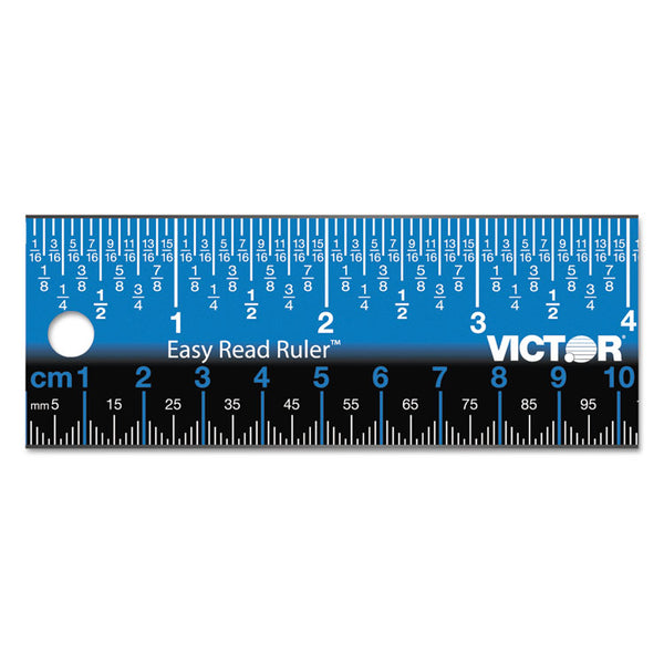 Victor® Easy Read Stainless Steel Ruler, Standard/Metric, 12".5 Long, Blue (VCTEZ12SBL)
