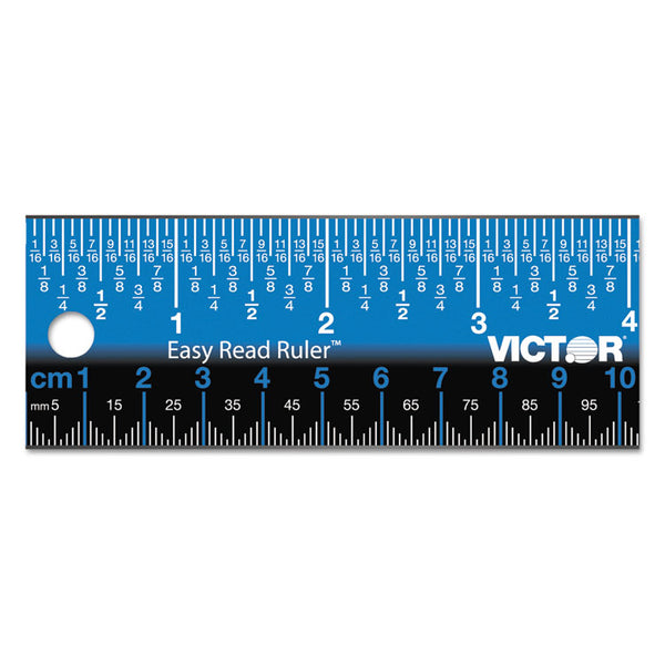 Victor® Easy Read Stainless Steel Ruler, Standard/Metric, 18".25 Long, Blue (VCTEZ18SBL)