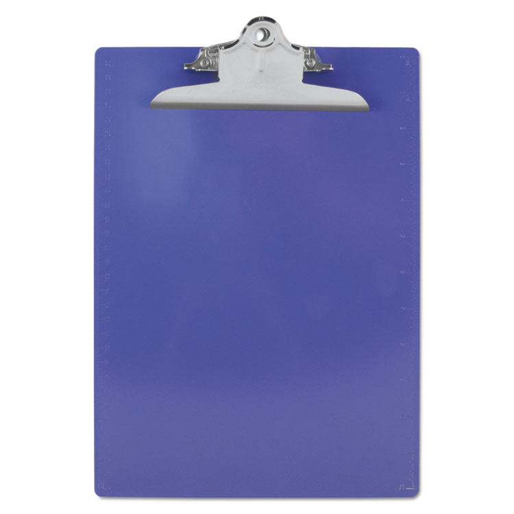 Saunders Recycled Plastic Clipboard with Ruler Edge, 1" Clip Capacity, Holds 8.5 x 11 Sheets, Purple (SAU21606) Each