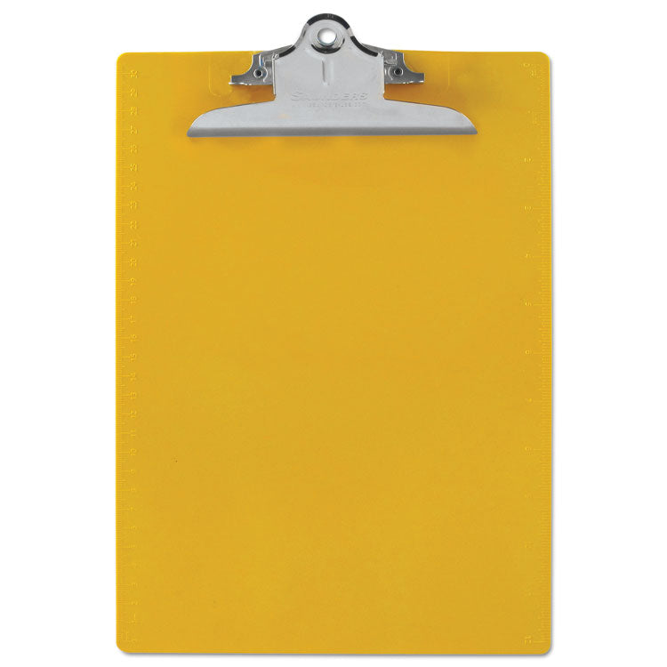 Saunders Recycled Plastic Clipboard with Ruler Edge, 1" Clip Capacity, Holds 8.5 x 11 Sheets, Yellow (SAU21605) Each