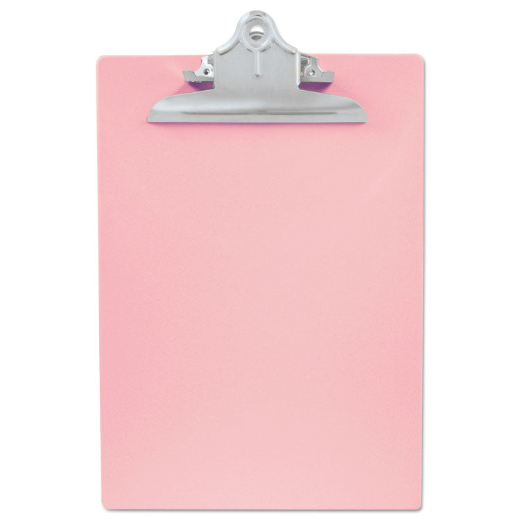 Saunders Recycled Plastic Clipboard with Ruler Edge, 1" Clip Capacity, Holds 8.5 x 11 Sheets, Pink (SAU21800) Each