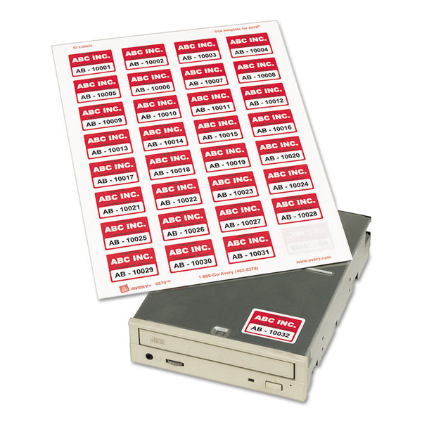 Avery® Permanent ID Labels w/ Sure Feed Technology, Inkjet/Laser Printers, 1.25 x 1.75, White, 32/Sheet, 15 Sheets/Pack (AVE6570)